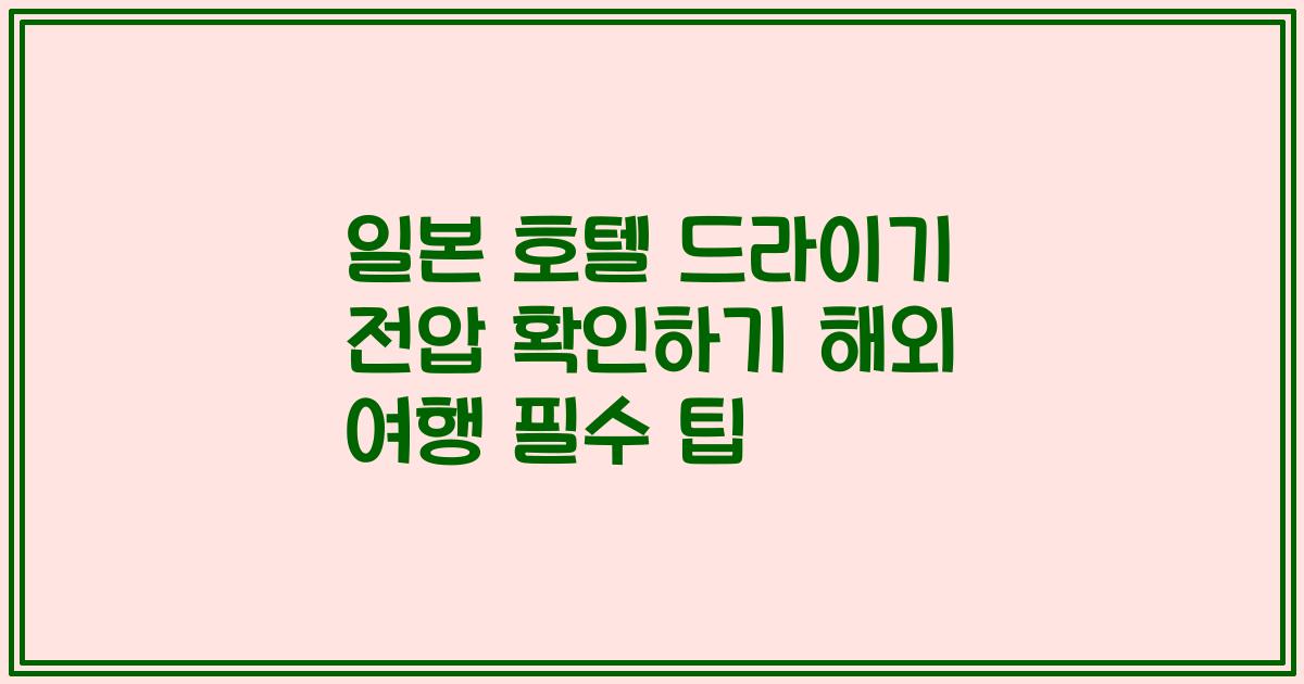 일본 호텔 드라이기 전압 확인하기 해외 여행 필수 팁