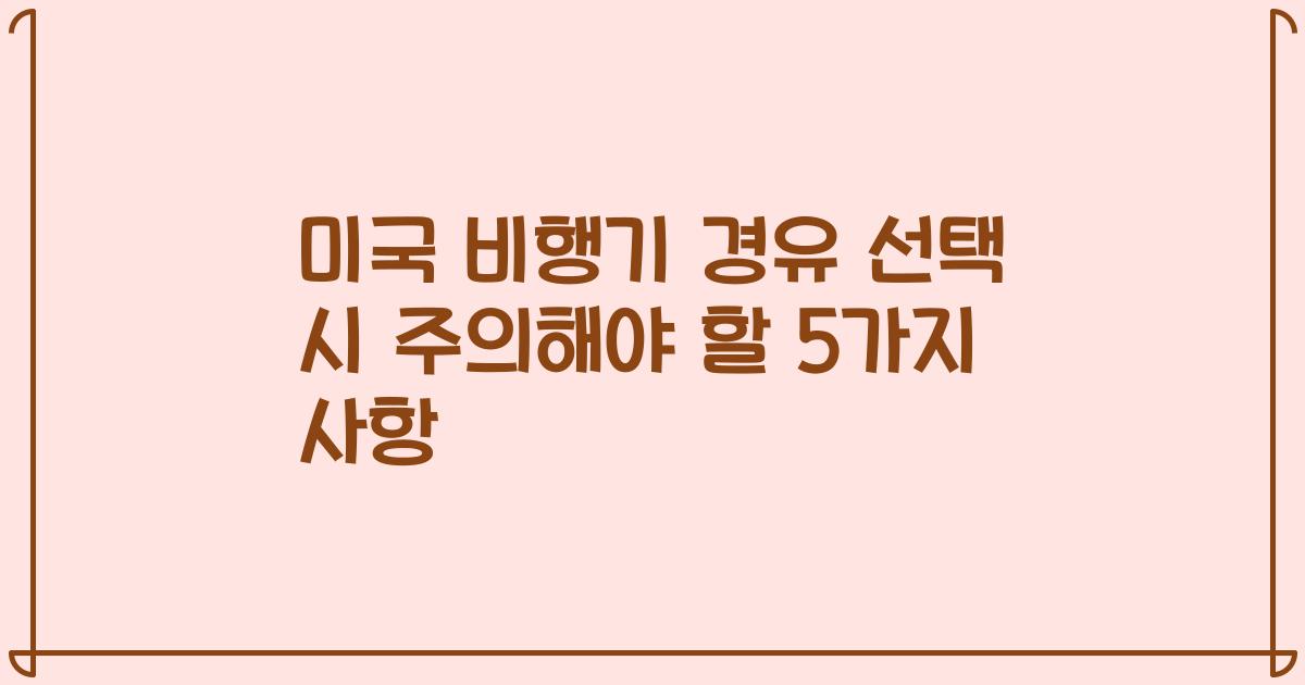미국 비행기 경유 선택 시 주의해야 할 5가지 사항