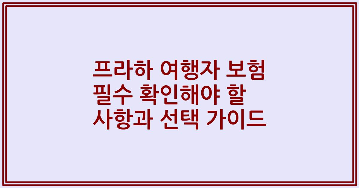프라하 여행자 보험 필수 확인해야 할 사항과 선택 가이드
